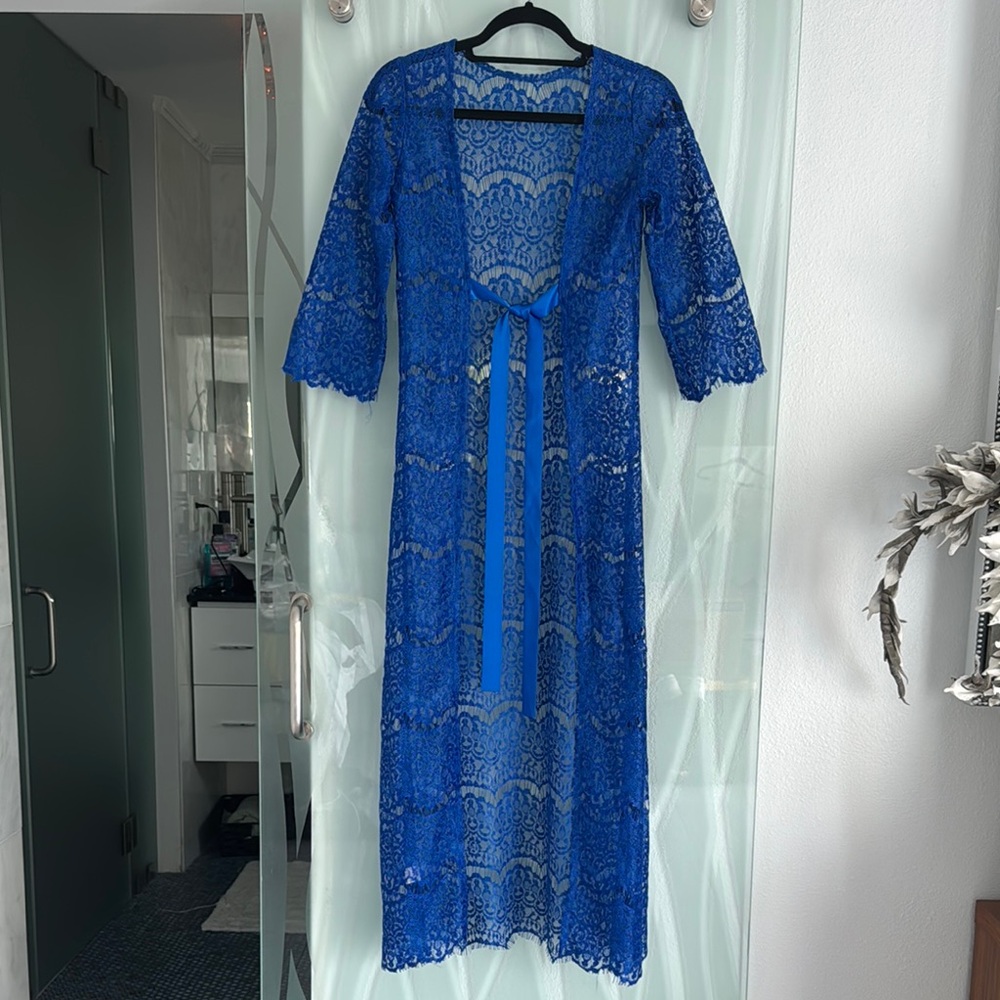 Royal Blue Lace Coverup for Swim-suite or Sexy lingerie. Size XS